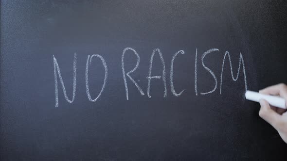 No racism written on chalkboard. Stop Racism. Anti-racism movement