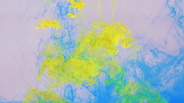 Liquid Abstractions the Dissolution of Blue and Yellow Paint in Water
