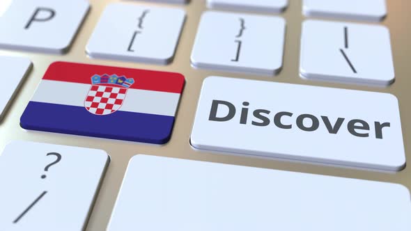 DISCOVER Text and Flag of Croatia Onon the Computer Keyboard