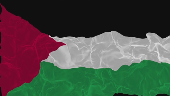 flag State of Palestine turns into smoke. State weakening concept a crisis, alpha channel