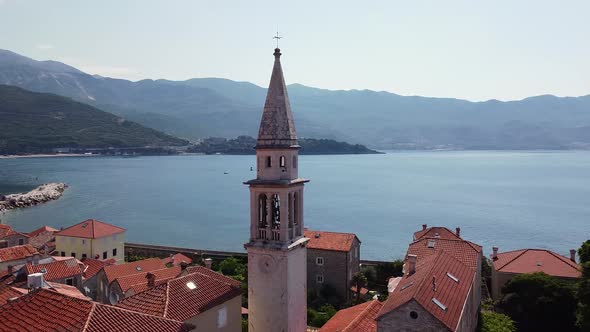 Aerial View of Bell Tower of Saint Ivan Church