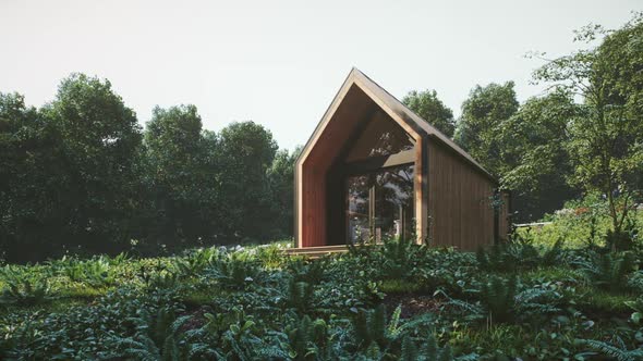 Modern Tiny House Exterior In Forest