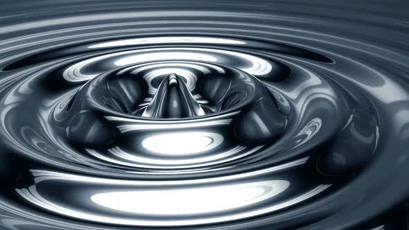 Endless abstract animation of circular metallic liquid ripples. Loopable. HD