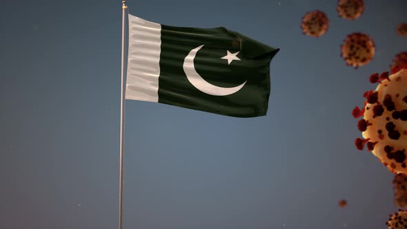 Pakistan Flag With Corona Virus Attack 4K