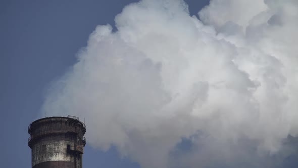 Smoke Comes From the Chimney. Air Pollution. Slow Motion. Ecology. Kyiv. Ukraine