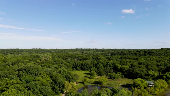 Lush, Flat Landscape of the Midwest in the United States - Midday Aerial Drone View