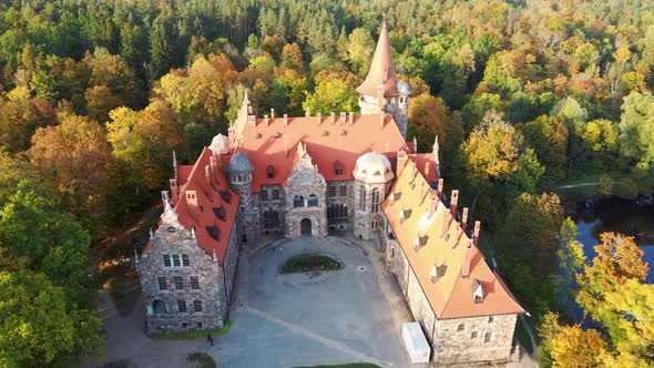 Cesvaine Medieval Castle in Latvia  Old Manor House  From Above Top View.