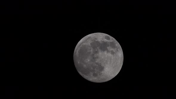 Full Moon On Dark Night Shines in the Sky Without Clouds