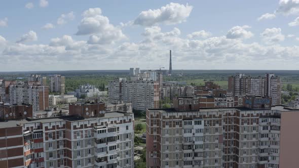 Soviet style architecture. Chernobyl style old building. 