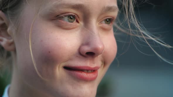 Close up of Woman's Face with Great Positive Emotions, Laughing, Smiling Charmingly.