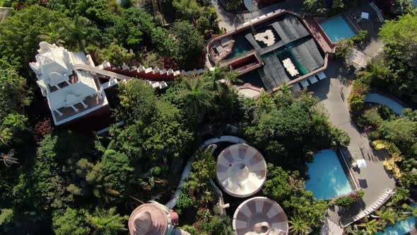 Aerial view of high water slide in Siam Park, Tenerife, Canary Islands, Spain