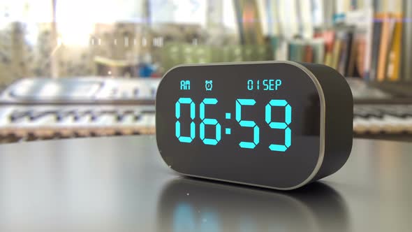 Alarm Clock on the Desk Awakening the Student To Back To School at 1St September 4k