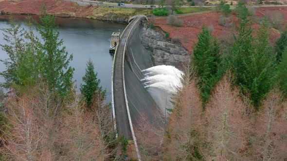 Hydroelectric Power Station Pumping Water Through a Dam