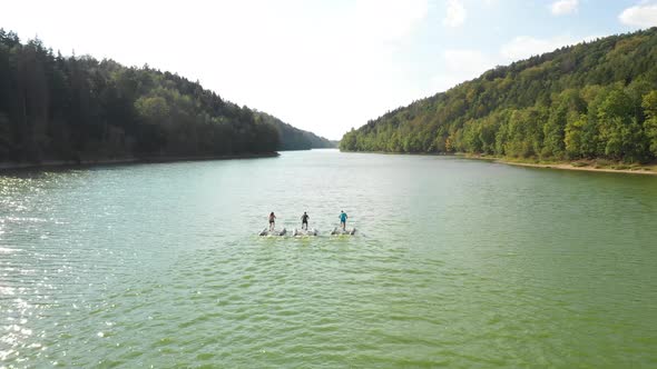 Waterbikers on River