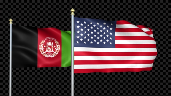 Afghanistan And United States Two Countries Flags Waving