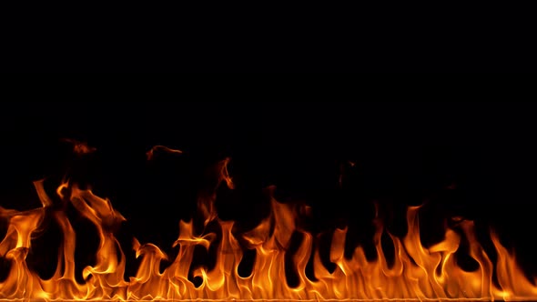 Fire Line in Super Slow Motion Isoélated on Black Shooting with High Speed Cinema Camera in