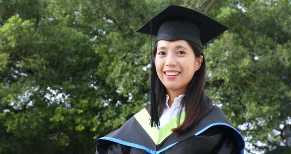 Woman get graduation in university