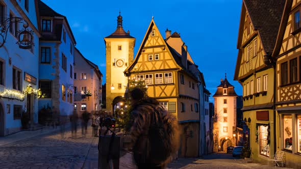 Evening Timelapse of Rothenburg Ob Der Tauber at Christmas