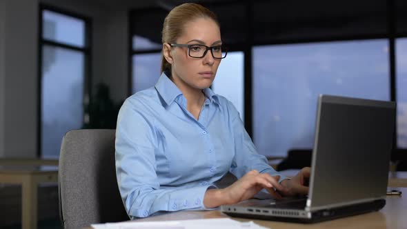 Tired Woman Thinking Over Business Project, Working Extra Hours, Lack of Ideas