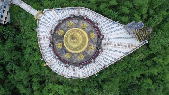 Aerial view of Bandarban temple, Chittagong province, Bangladesh.