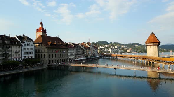 City of Lucerne in Switzerland From Above  Aerial View