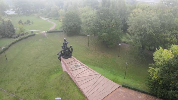 Kyiv, Ukraine Aerial View in Autumn : Babi Yar - the Place of the Murder of Jews During the Second