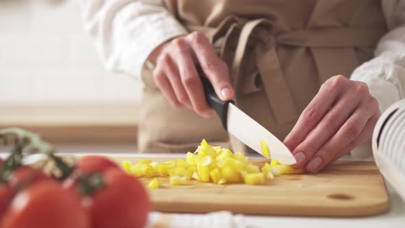 Mediterranean Food. Woman Cooking Traditional Italian Dinner In Kitchen At Home, Delicious Food