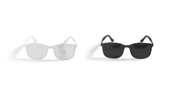 Blank black and white eye glasses stand, looped rotation