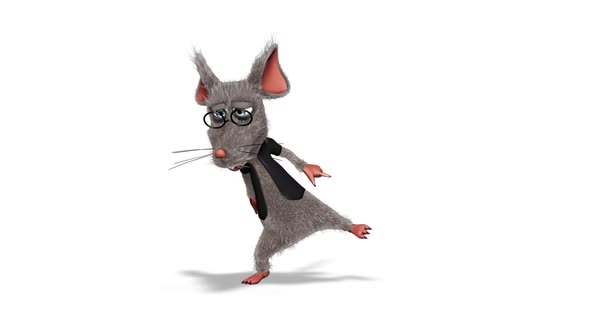 Cartoon 3D Rat Fun Dance  Looped on White