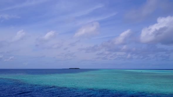 Drone aerial abstract of bay beach time by blue sea with sand background