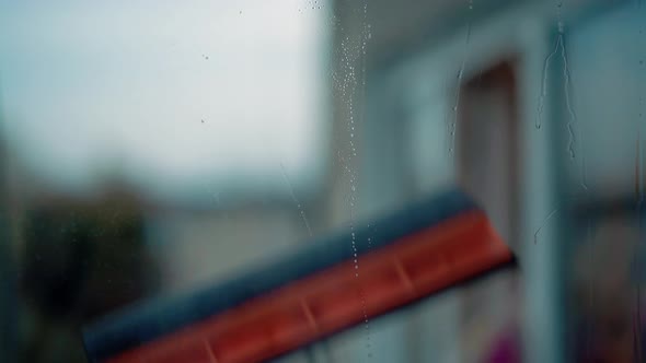 Young Girl Washes Windows 3 Closeup