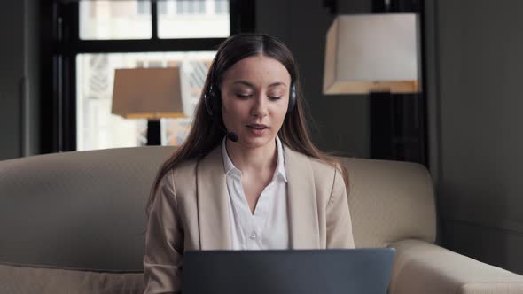 Confident Woman with Headset Working Customer Support Service Operator