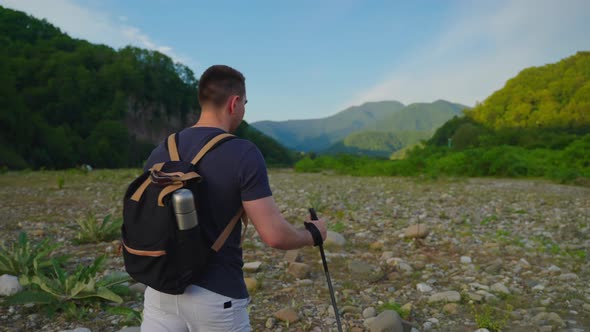 Man Hiker Exploring the Mountains