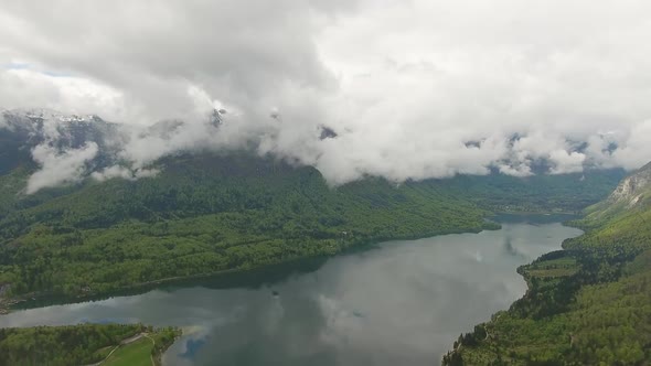 Aerial View on Bohinjsko Jezero in Slovenia