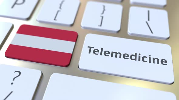 Telemedicine Text and Flag of Austria on the Keyboard alt