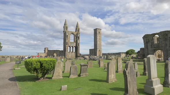 Burial ground and ruins at St Andrews Cathedral, Scotland