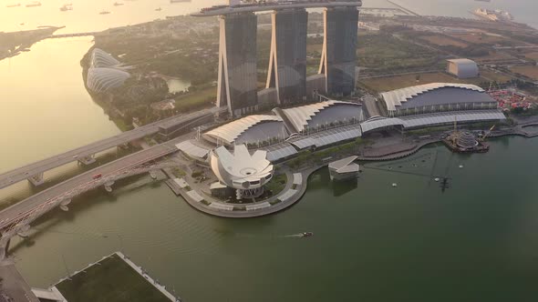 Drone Aerial view 4k Footage of the Marina Bay Sands in Singapore City