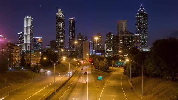 Downtown Atlanta, Georgia Skyline at Night 