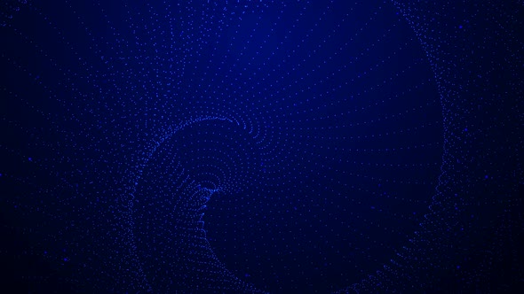 New Blue Color Technology Digital Particle Rotated Animated Background