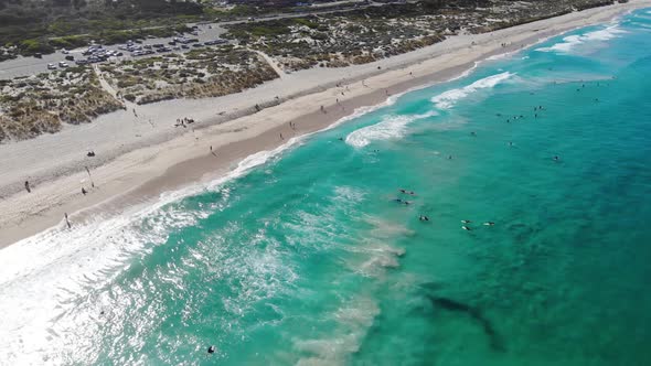 Aerial view of Tourists at a Beach in Australia	