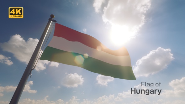 Hungary Flag on a Flagpole V2 - 4K