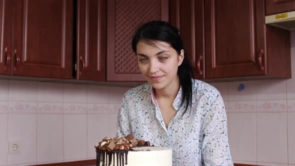 Woman with a cake