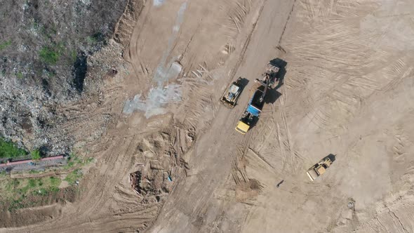 Top View of Machines Working on Waste Disposal