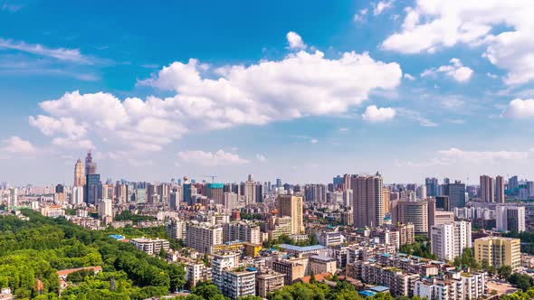 Timelapse of Wuhan city .Panoramic skyline and buildings