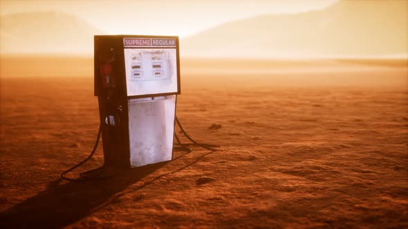 A Vintage Rusted Gas Pump Abandoned in the Desert
