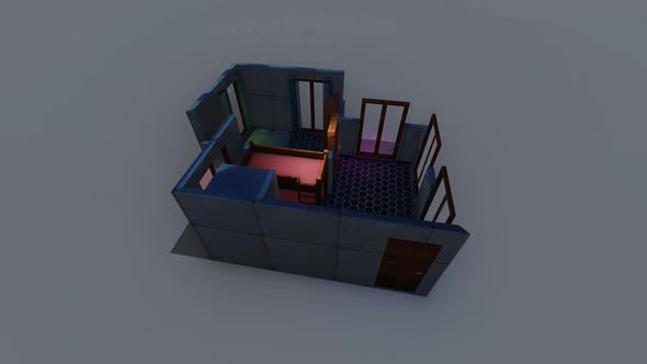 Isometric bedroom layout