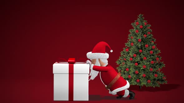 Santa Claus Pushing Gift alt