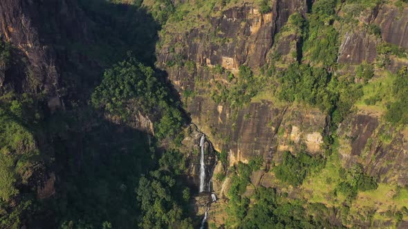 Aerial view of Ravana Water Falls, Ella, Sri Lanka