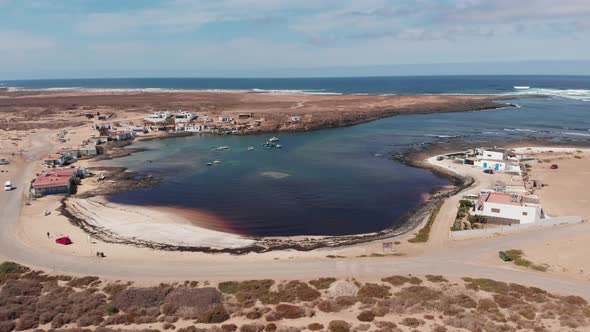 Aerial view of Majanicho Fishing Village Fuerteventura