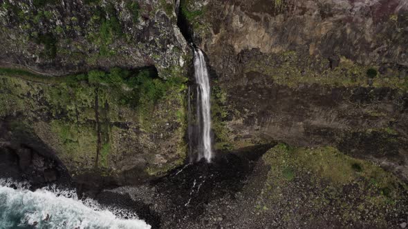 Aerial of Waterfalls in Madeira Island